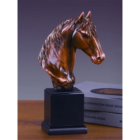 Marian Imports F Horse Head Bronze Plated Resin Sculpture - 6 x 5 x 12 in. MA358002